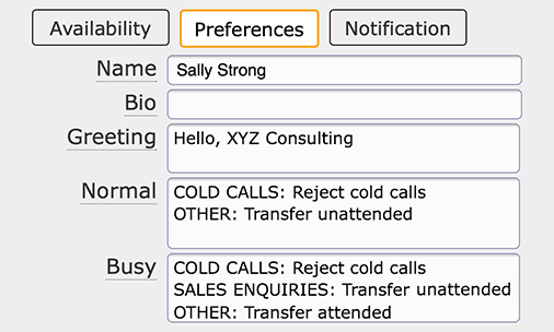 Call transfer instructions seen in dmConsole